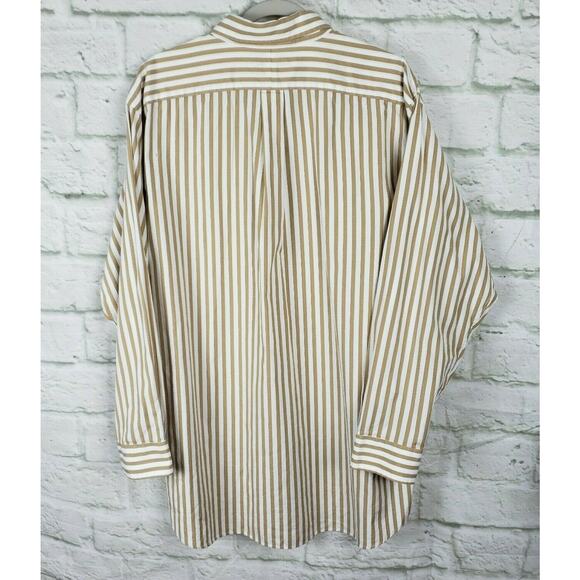 Paul Fredrick Shirt Pinpoint 80S Two-Ply Cotton Button Down Brown White 18/36 - Picture 3 of 6